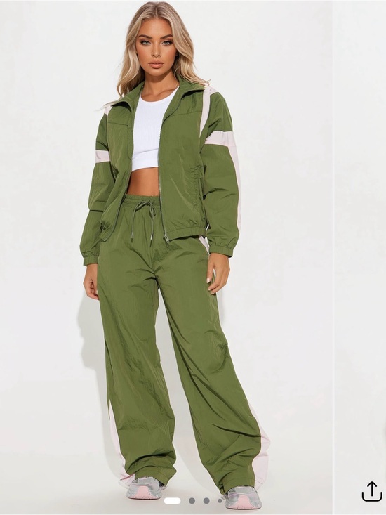 Fashion Nova Pants - Fashion Nova Olive & Pale Pink Track Suit